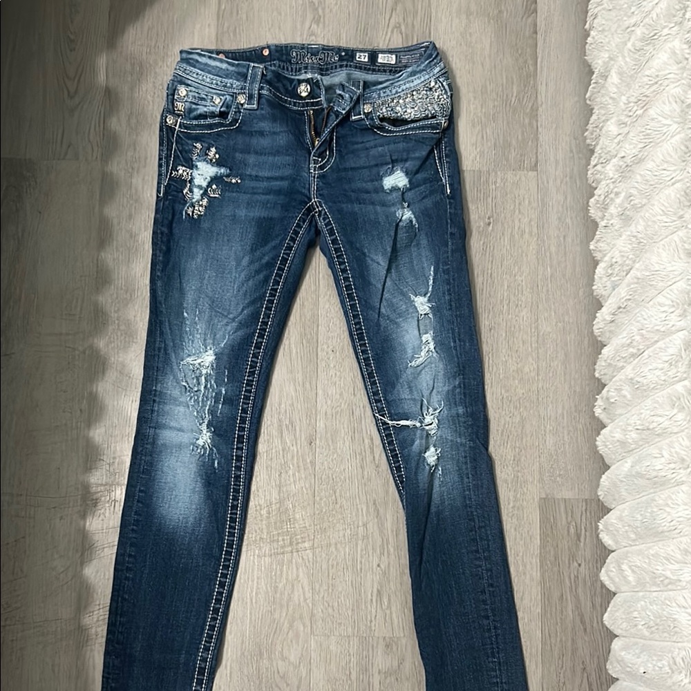 Miss Me Dark Blue Distressed Skinny Jeans